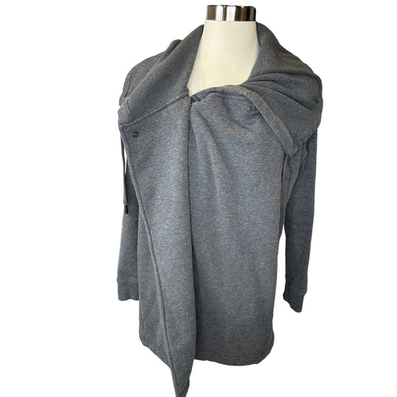 Zella Sweater Womens Sweatshirt Cardigan Cowl Neck Stretchy Pockets Gray Medium - Picture 4 of 8